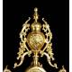 Beautiful Table Clock with Bronze Candelabra. France, 19th Century