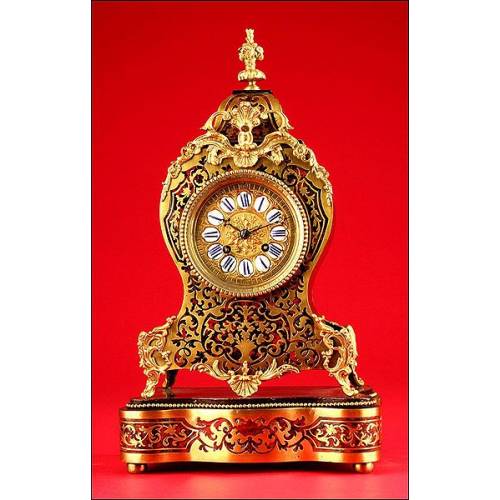 Impresionante Reloj de Sobremesa Boullé. Ca. 1870. Funcionando y perfecto.