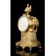Impressive Antique Bronze and Porcelain Mantel Clock. France, 19th Century