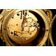 Impresionante Reloj de Sobremesa Antiguo de Bronce y Porcelana. Francia, Siglo XIX