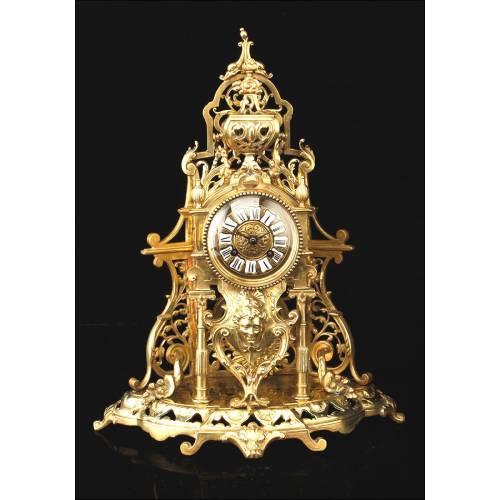 Magnificent antique bronze mantel clock. France, 19th Century