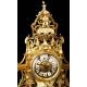 Magnificent antique bronze mantel clock. France, 19th Century