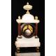 Beautiful antique mantel clock in marble and bronze. France, Circa 1870