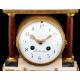 Beautiful antique mantel clock in marble and bronze. France, Circa 1870