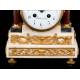 Beautiful antique mantel clock in marble and bronze. France, Circa 1870