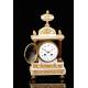 Beautiful antique mantel clock in marble and bronze. France, Circa 1870