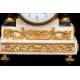 Beautiful antique mantel clock in marble and bronze. France, Circa 1870