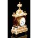 Beautiful antique mantel clock in marble and bronze. France, Circa 1870