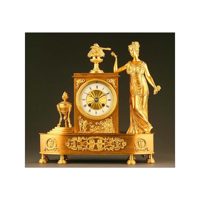 Reloj de Sobremesa, Bronce Dorado, Francia, Año Circa 1875