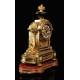 Antique French Mantel Clock in Gilt Bronze. S.XIX.