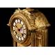 Antique French Mantel Clock in Gilt Bronze. S.XIX.