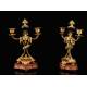 Antique French Mantel Clock in Gilt Bronze. S.XIX.