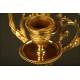 Magnífico Conjunto de Reloj de Sobremesa y Candelabros de Bronce. Francia, Finales del S. XIX