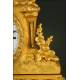 Precious French Clock in Gilded Bronze. 1st Half s. XIX. Well preserved and working