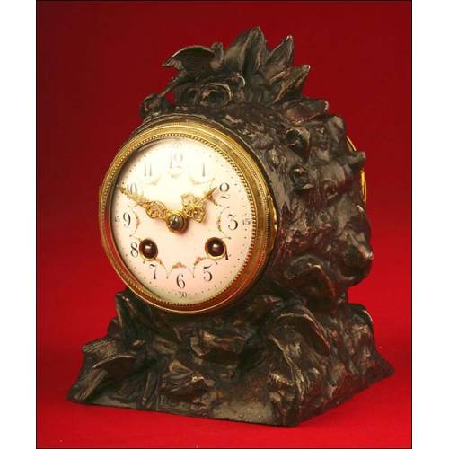 Small Decorative French Mantel Clock, 1900 with Case Signed by Geo Maxim.