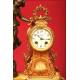 Lovely French Calamine and Marble Mantel Clock with Decorative Garnish. 1870