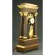 Elegant French Portico Clock in Gilt Bronze, ca. 1860.