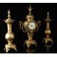 Antique French Bronze Clock with Garnish. 19th Century.