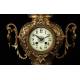 Antique French Bronze Clock with Garnish. 19th Century.