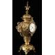 Antique French Bronze Clock with Garnish. 19th Century.