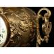 Antique French Bronze Clock with Garnish. 19th Century.