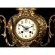 Antique French Bronze Clock with Garnish. 19th Century.
