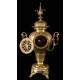 Antique French Bronze Clock with Garnish. 19th Century.