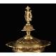 Antique French Bronze Clock with Garnish. 19th Century.