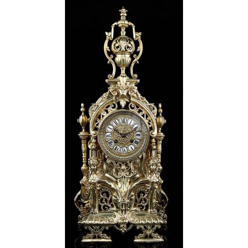 French Bronze Clock, 19th Century.