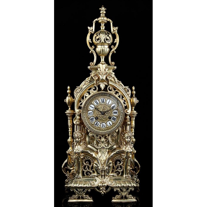 French Bronze Clock, 19th Century.