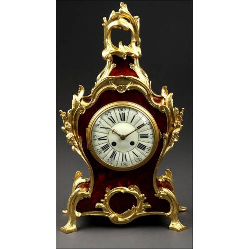 Magnífico Reloj Francés en Bronce y Concha de Tortuga. Circa 1870, Funcionando