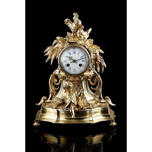 Magnífico Reloj de Sobremesa de Péndulo en Bronce Francia, Siglo XIX
