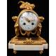Set of Table Clock and Candelabra in Bronze and Marble. France, XIX Century