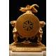 Set of Table Clock and Candelabra in Bronze and Marble. France, XIX Century