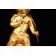 Delicate Mantel Clock in Gilded Bronze with Cupid. France, XIX Century