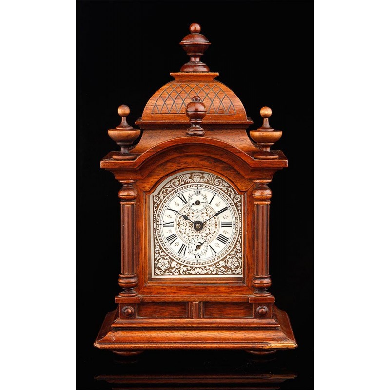 Museum. Junghans Mantel Alarm Clock in Fine Condition. Germany, 1900