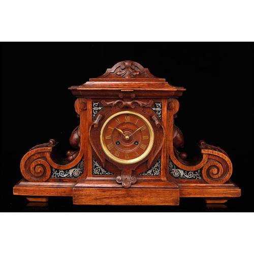 Magnificent Hand Carved Mantel Clock with Boulle Decoration. France, Circa 1890