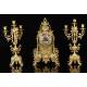 Antique Mantel Clock and Candlestick Set. France, 1900