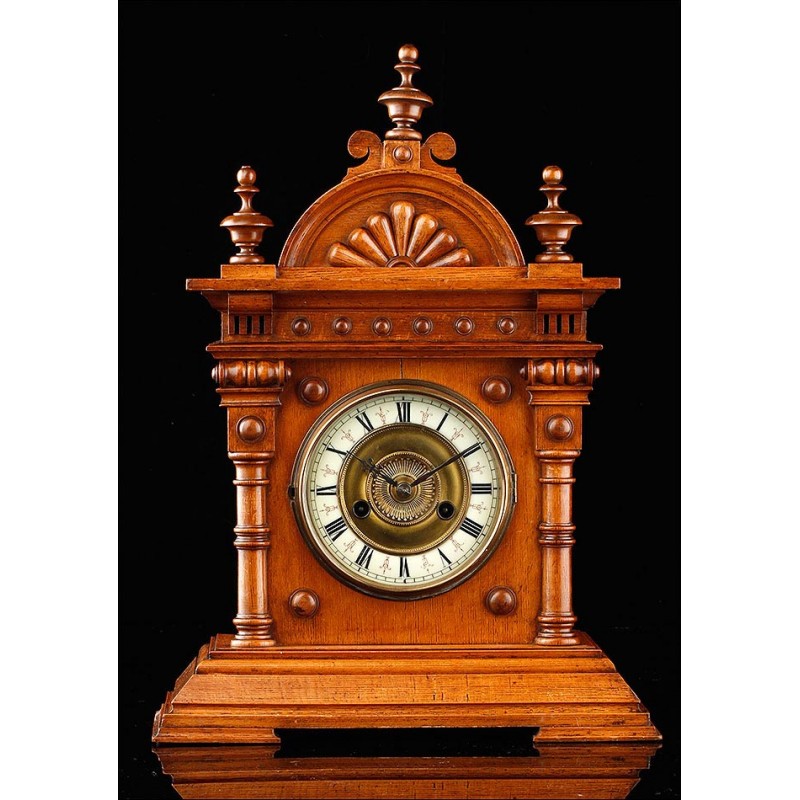 Wooden Mantel Clock in Neoclassical Style. Germany, Circa 1900