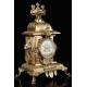 Elegant Bronze Mantel Clock. France, XIX Century. Working