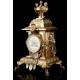 Elegant Bronze Mantel Clock. France, XIX Century. Working