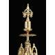 Set of Clock and Pair of Candlesticks in Gilded Bronze. France, S. XIX. Working