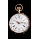 Beautiful 14K Gold Ladies Pocket Watch. Switzerland, Circa 1890. In Original Case