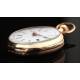 Beautiful 14K Gold Ladies Pocket Watch. Switzerland, Circa 1890. In Original Case