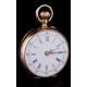 Beautiful 14K Gold Ladies Pocket Watch. Switzerland, Circa 1890. In Original Case