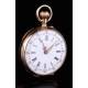 Beautiful 14K Gold Ladies Pocket Watch. Switzerland, Circa 1890. In Original Case