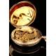 Exclusivo Reloj Americano de Bolsillo Hampden, 1889. Chapado en Oro y Grabado. Funcionando