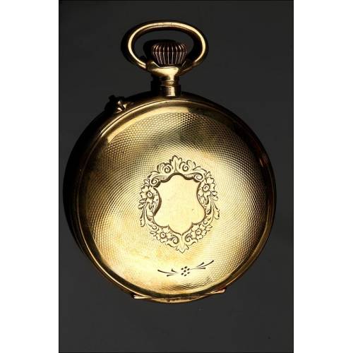 Antique Gold Plated Metal Pocket Watch, 1890. Very well preserved and working.