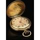 Antiguo Reloj de Bolsillo de Metal Dorado, Año 1890. Muy Bien Conservado y Funcionando