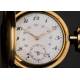 Elegante Reloj de Bolsillo Alemán Chapado en Oro. Años 30 del Siglo XX. En Estuche Original y Funcionando